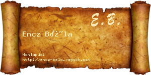 Encz Béla névjegykártya