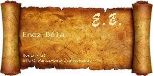 Encz Béla névjegykártya