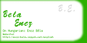 bela encz business card